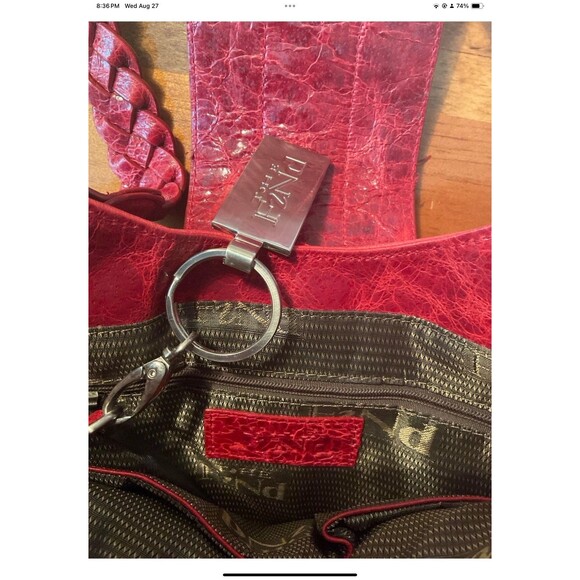 The Find Red Leather Alligator Studded Shoulder Purse Double Handles **READ** - Picture 3 of 11